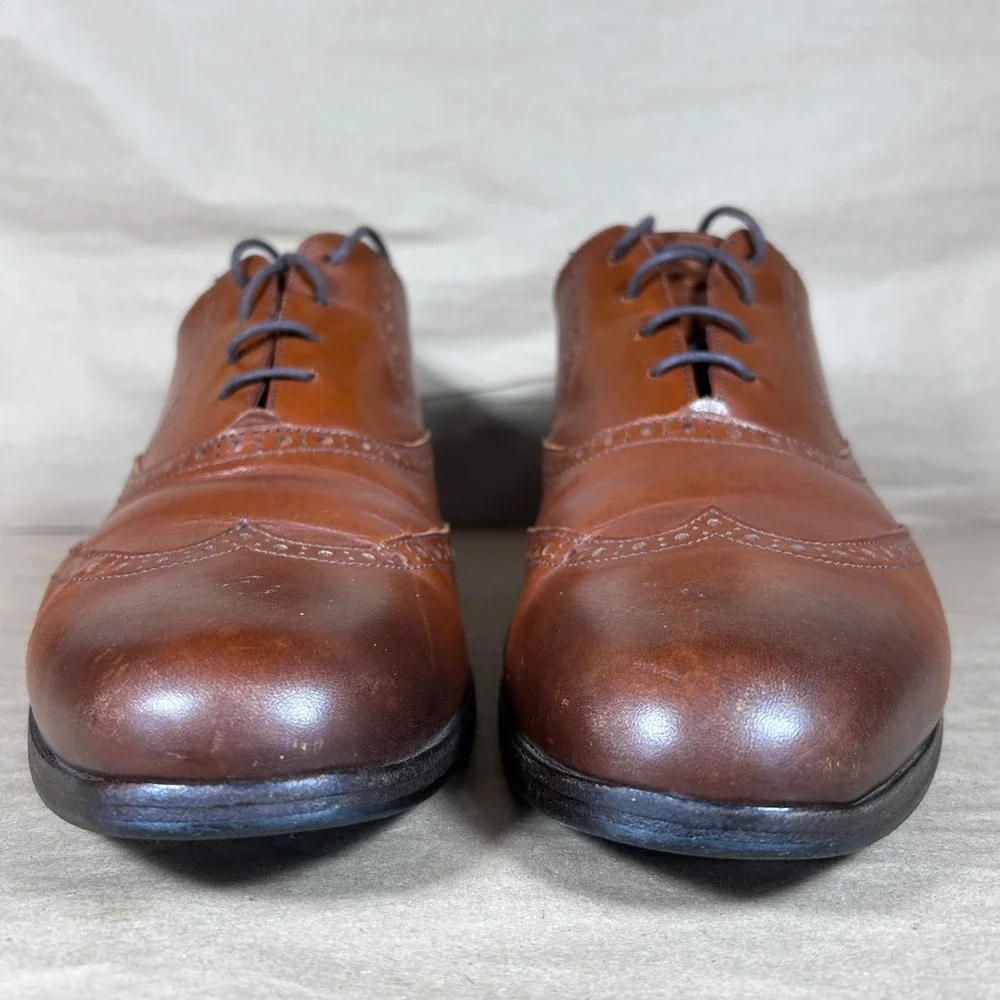 Wolf & Shepherd Men's Senna Oxford Size 12 Wingtip Broque Maple Honey Dress Shoe